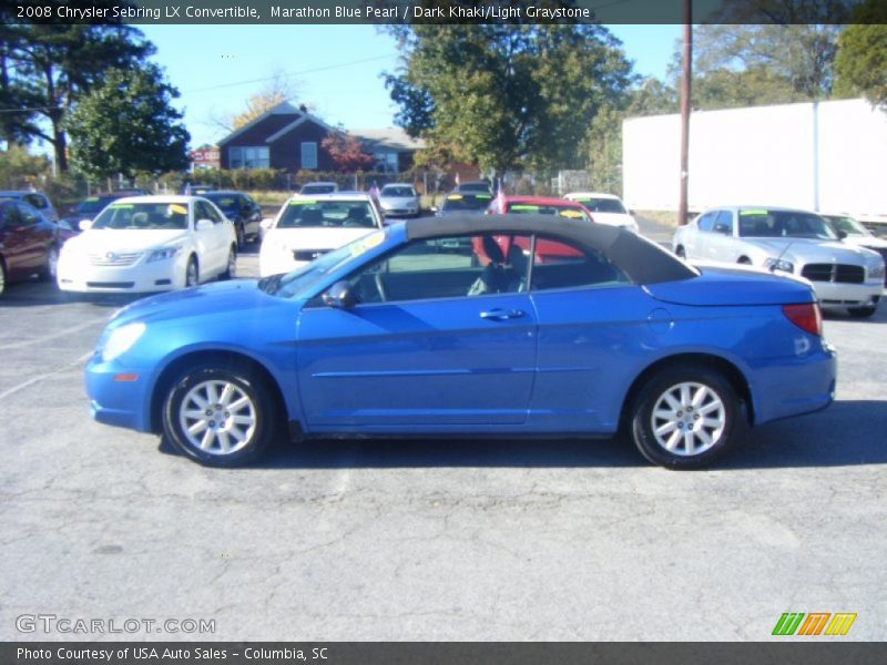 Marathon Blue Pearl / Dark Khaki/Light Graystone 2008 Chrysler Sebring LX Convertible