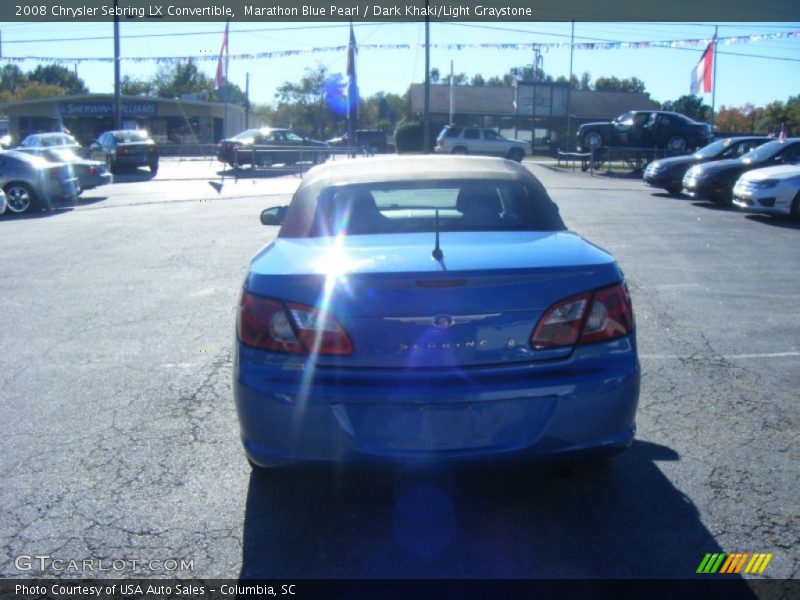 Marathon Blue Pearl / Dark Khaki/Light Graystone 2008 Chrysler Sebring LX Convertible