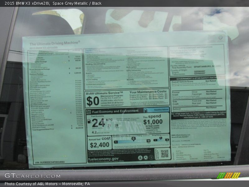 Space Grey Metallic / Black 2015 BMW X3 xDrive28i