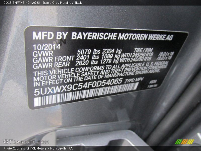 Space Grey Metallic / Black 2015 BMW X3 xDrive28i