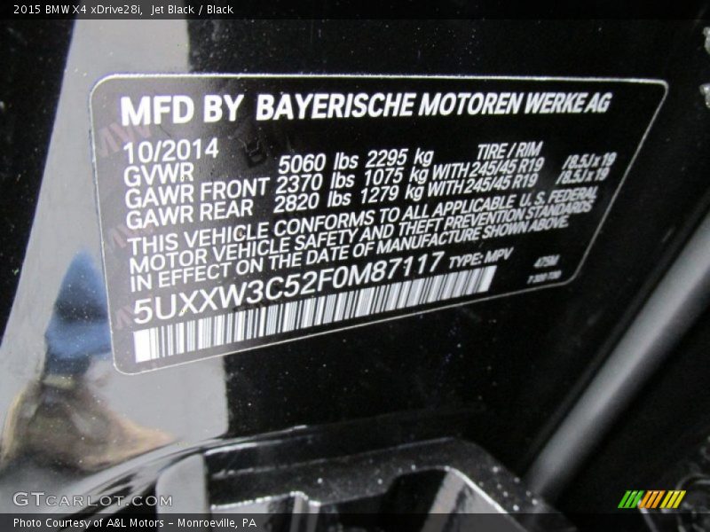 Jet Black / Black 2015 BMW X4 xDrive28i