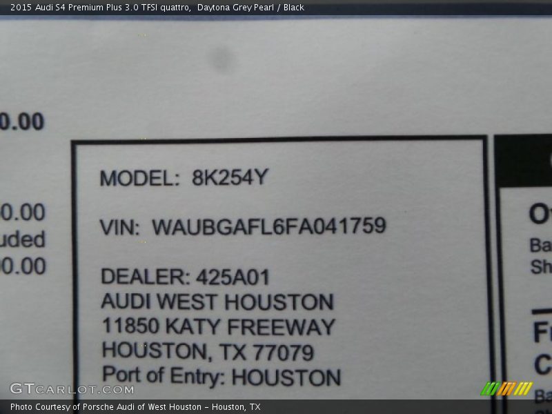 Daytona Grey Pearl / Black 2015 Audi S4 Premium Plus 3.0 TFSI quattro