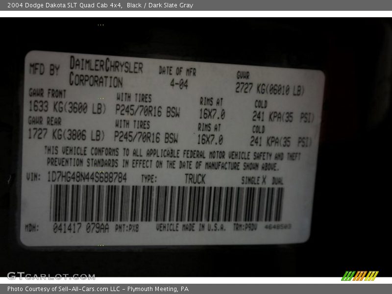 Black / Dark Slate Gray 2004 Dodge Dakota SLT Quad Cab 4x4