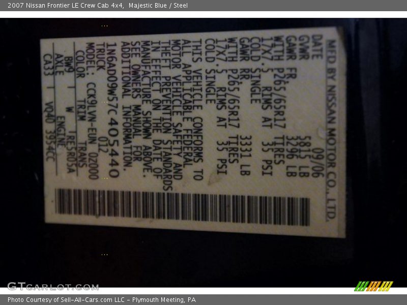 Majestic Blue / Steel 2007 Nissan Frontier LE Crew Cab 4x4