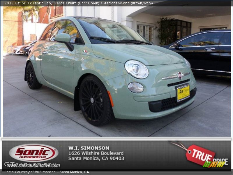 Verde Chiaro (Light Green) / Marrone/Avorio (Brown/Ivory) 2013 Fiat 500 c cabrio Pop