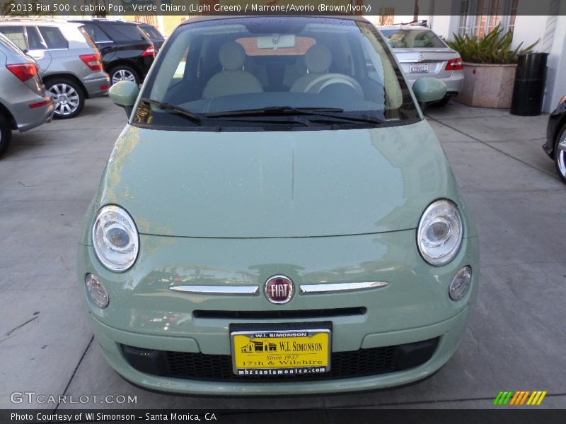 Verde Chiaro (Light Green) / Marrone/Avorio (Brown/Ivory) 2013 Fiat 500 c cabrio Pop