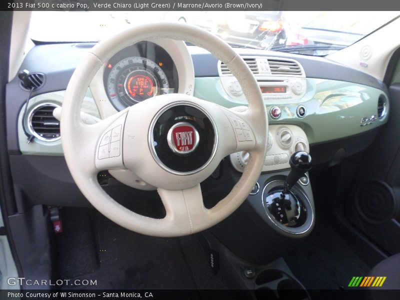 Verde Chiaro (Light Green) / Marrone/Avorio (Brown/Ivory) 2013 Fiat 500 c cabrio Pop