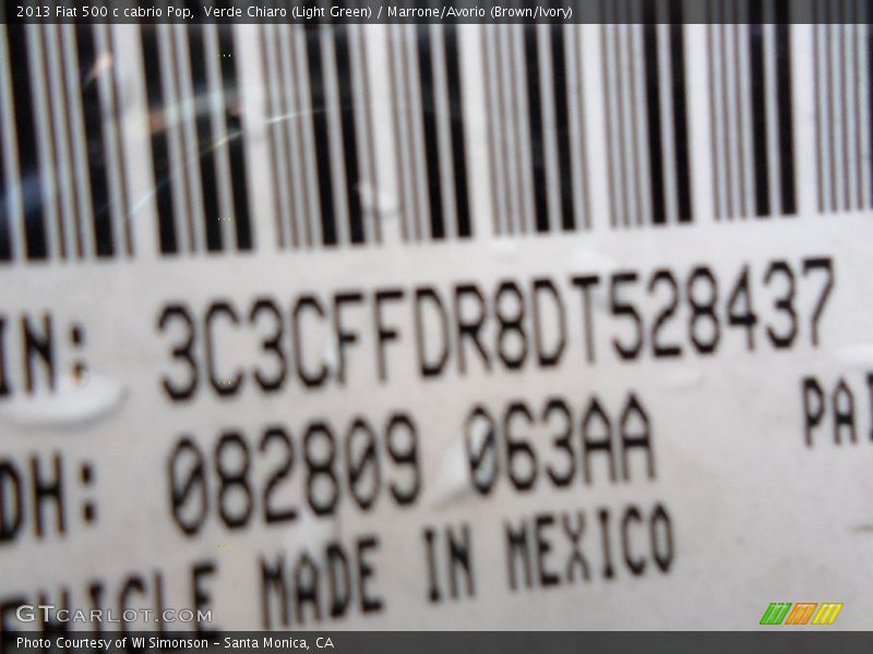 Verde Chiaro (Light Green) / Marrone/Avorio (Brown/Ivory) 2013 Fiat 500 c cabrio Pop