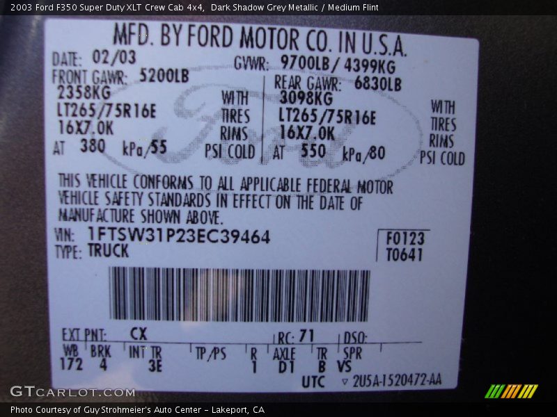 Dark Shadow Grey Metallic / Medium Flint 2003 Ford F350 Super Duty XLT Crew Cab 4x4
