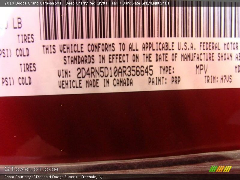 Deep Cherry Red Crystal Pearl / Dark Slate Gray/Light Shale 2010 Dodge Grand Caravan SXT