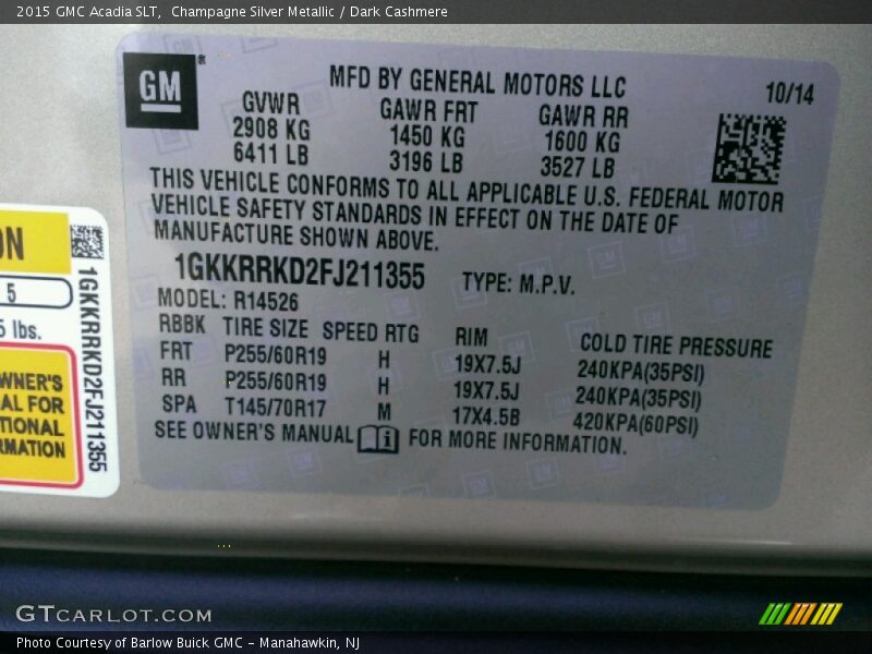 Champagne Silver Metallic / Dark Cashmere 2015 GMC Acadia SLT