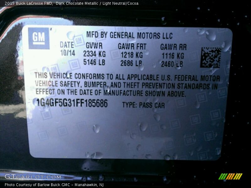 Dark Chocolate Metallic / Light Neutral/Cocoa 2015 Buick LaCrosse FWD