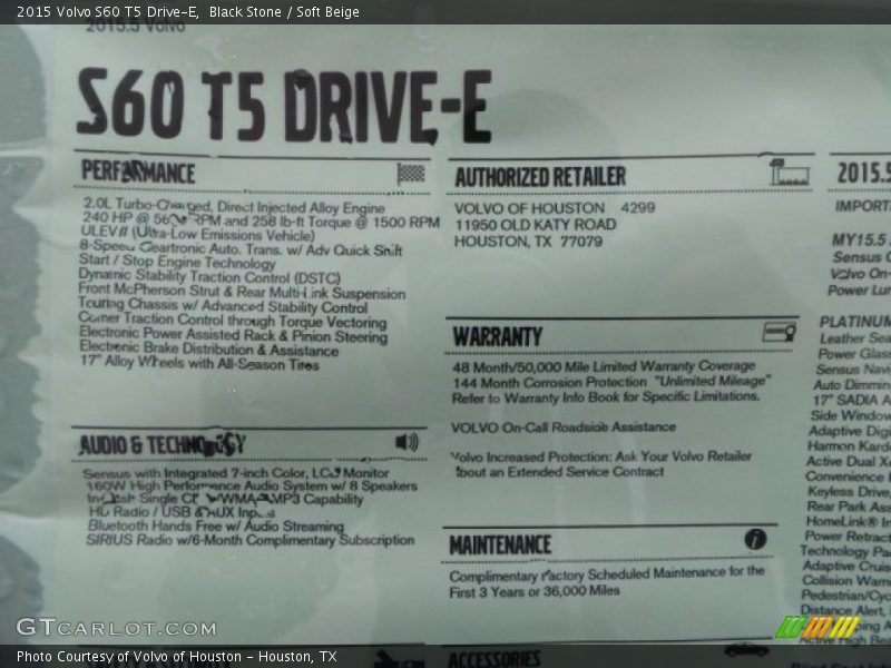 Black Stone / Soft Beige 2015 Volvo S60 T5 Drive-E