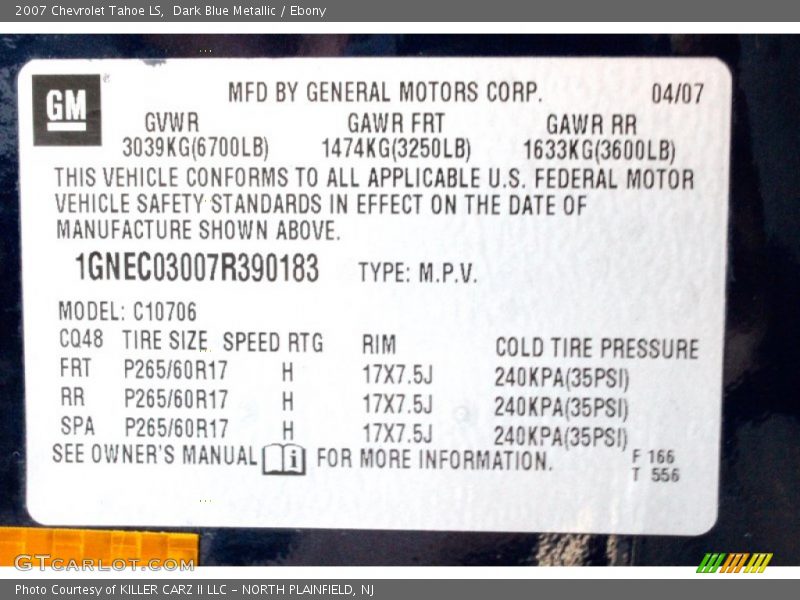 Dark Blue Metallic / Ebony 2007 Chevrolet Tahoe LS