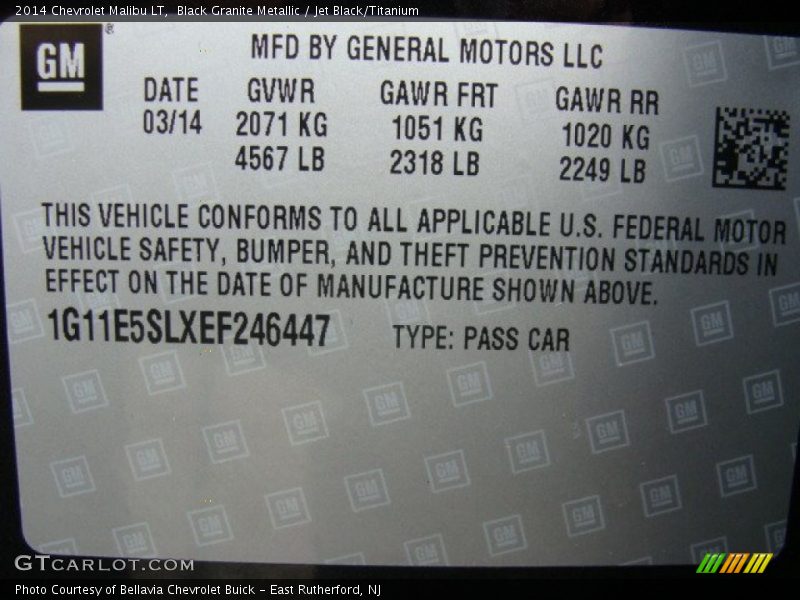Black Granite Metallic / Jet Black/Titanium 2014 Chevrolet Malibu LT