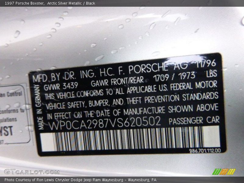 Arctic Silver Metallic / Black 1997 Porsche Boxster