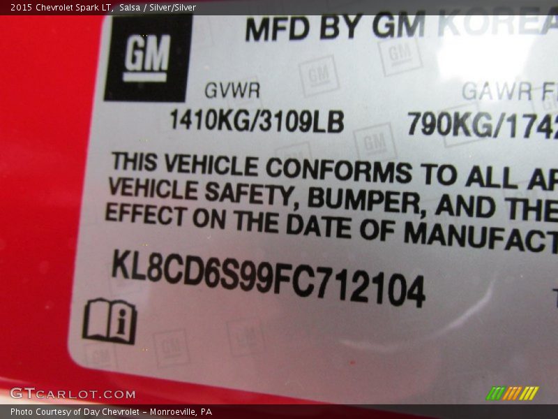 Salsa / Silver/Silver 2015 Chevrolet Spark LT