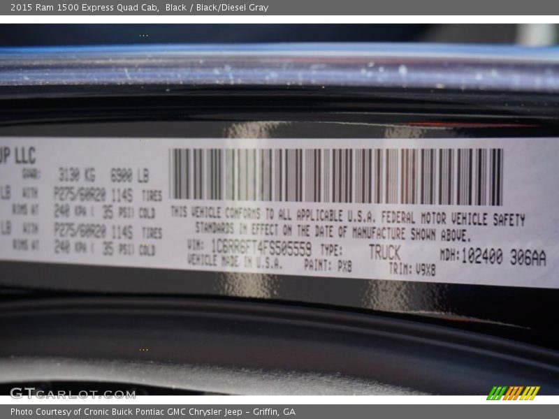 Black / Black/Diesel Gray 2015 Ram 1500 Express Quad Cab