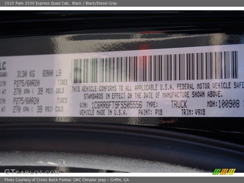 Black / Black/Diesel Gray 2015 Ram 1500 Express Quad Cab