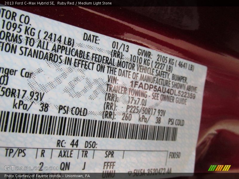 Ruby Red / Medium Light Stone 2013 Ford C-Max Hybrid SE