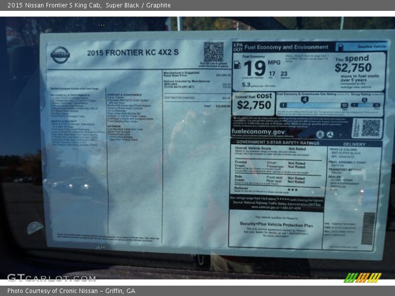  2015 Frontier S King Cab Window Sticker
