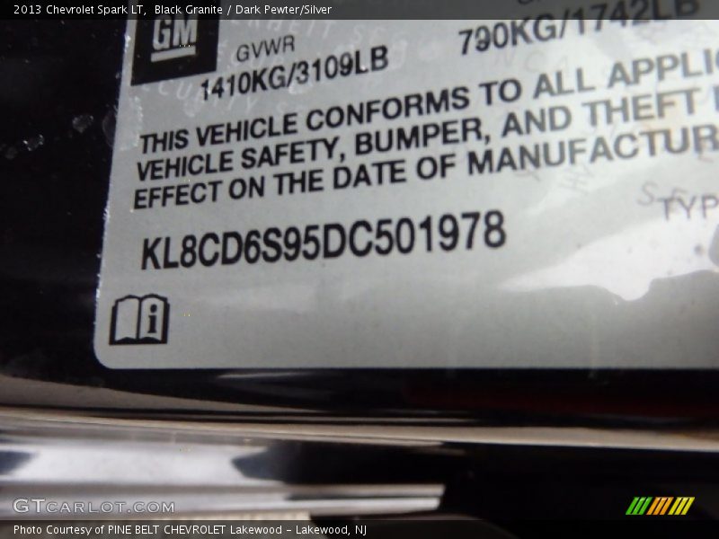 Black Granite / Dark Pewter/Silver 2013 Chevrolet Spark LT