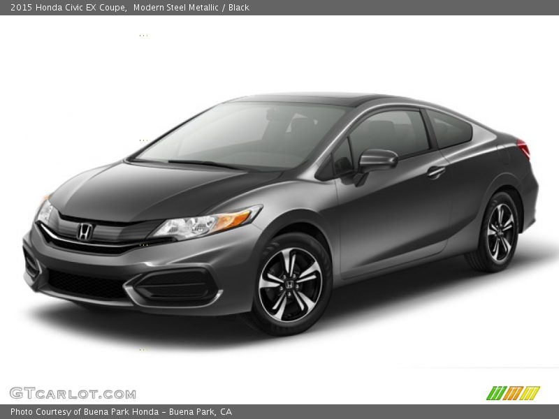 Modern Steel Metallic / Black 2015 Honda Civic EX Coupe