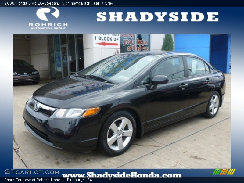 Nighthawk Black Pearl / Gray 2008 Honda Civic EX-L Sedan