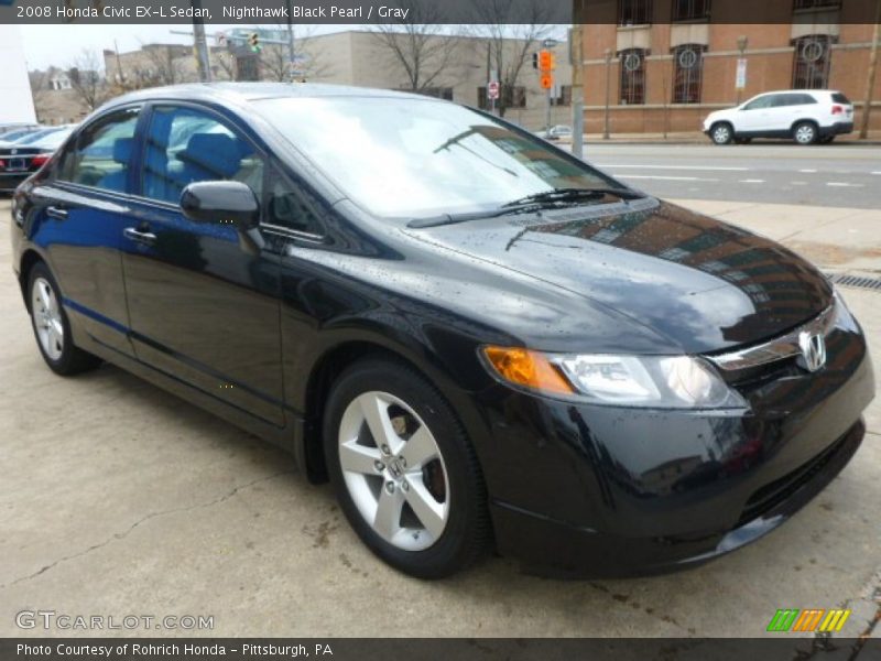 Nighthawk Black Pearl / Gray 2008 Honda Civic EX-L Sedan
