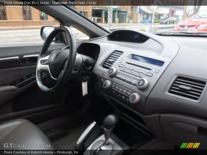 Nighthawk Black Pearl / Gray 2008 Honda Civic EX-L Sedan