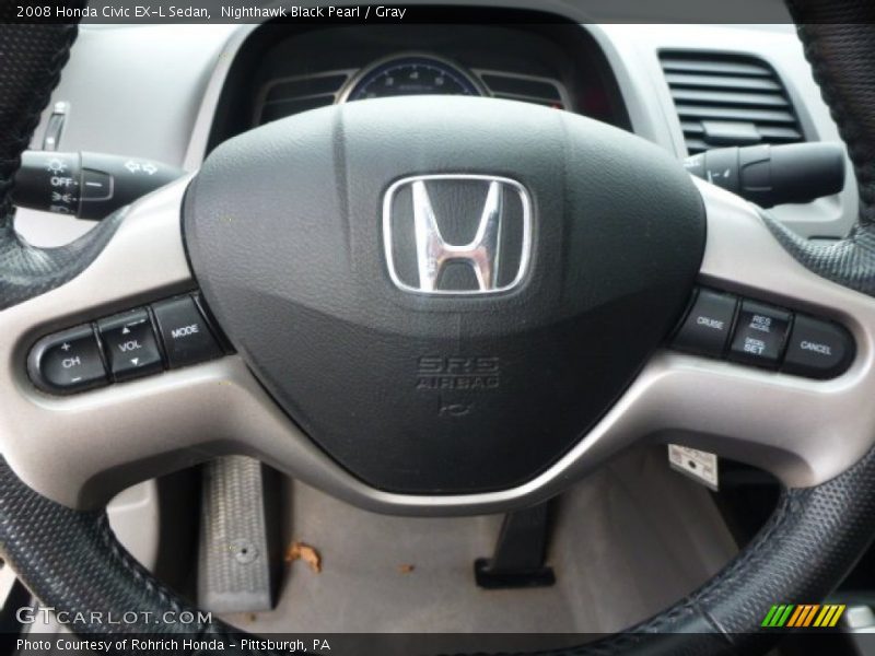 Nighthawk Black Pearl / Gray 2008 Honda Civic EX-L Sedan