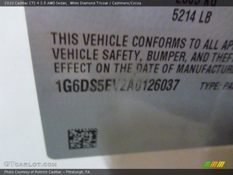 White Diamond Tricoat / Cashmere/Cocoa 2010 Cadillac CTS 4 3.6 AWD Sedan