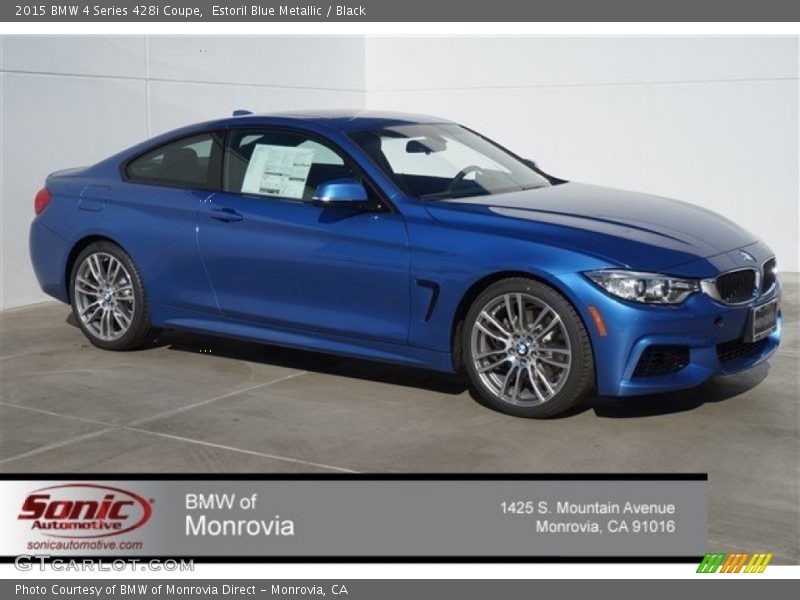 Estoril Blue Metallic / Black 2015 BMW 4 Series 428i Coupe