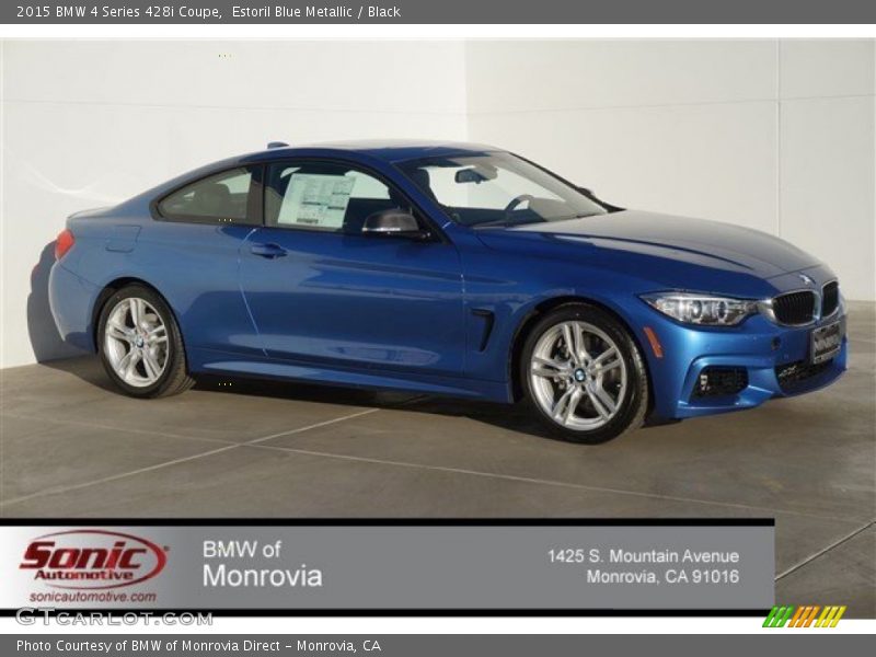 Estoril Blue Metallic / Black 2015 BMW 4 Series 428i Coupe