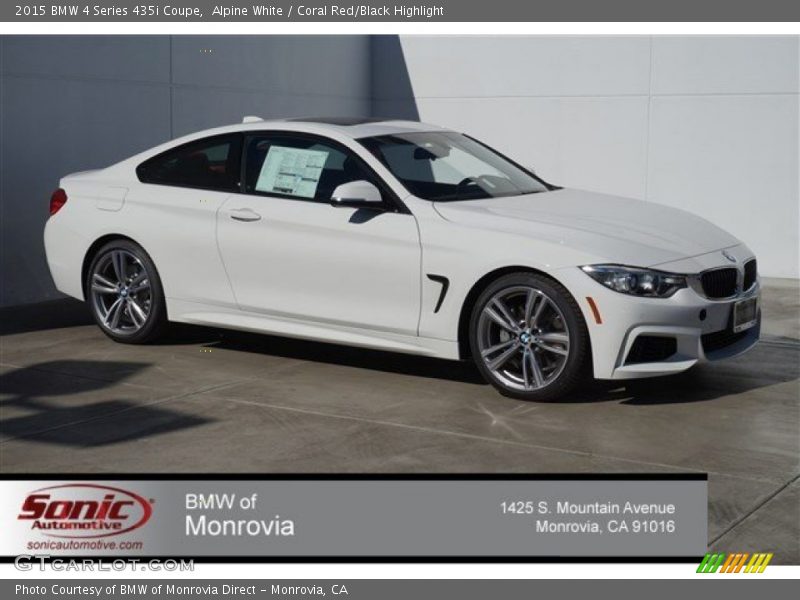 Alpine White / Coral Red/Black Highlight 2015 BMW 4 Series 435i Coupe