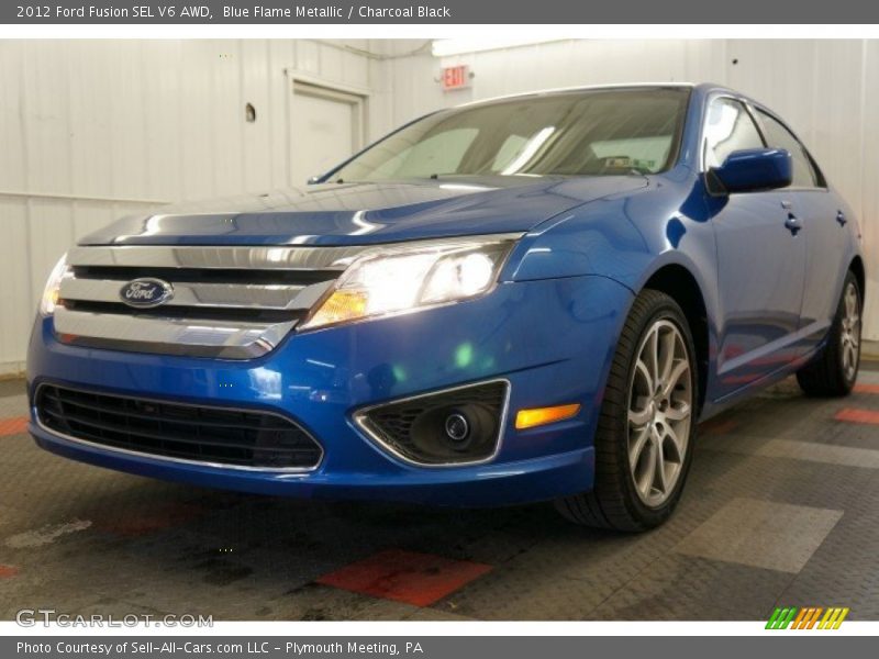 Blue Flame Metallic / Charcoal Black 2012 Ford Fusion SEL V6 AWD