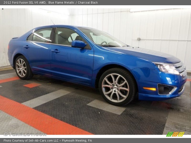 Blue Flame Metallic / Charcoal Black 2012 Ford Fusion SEL V6 AWD
