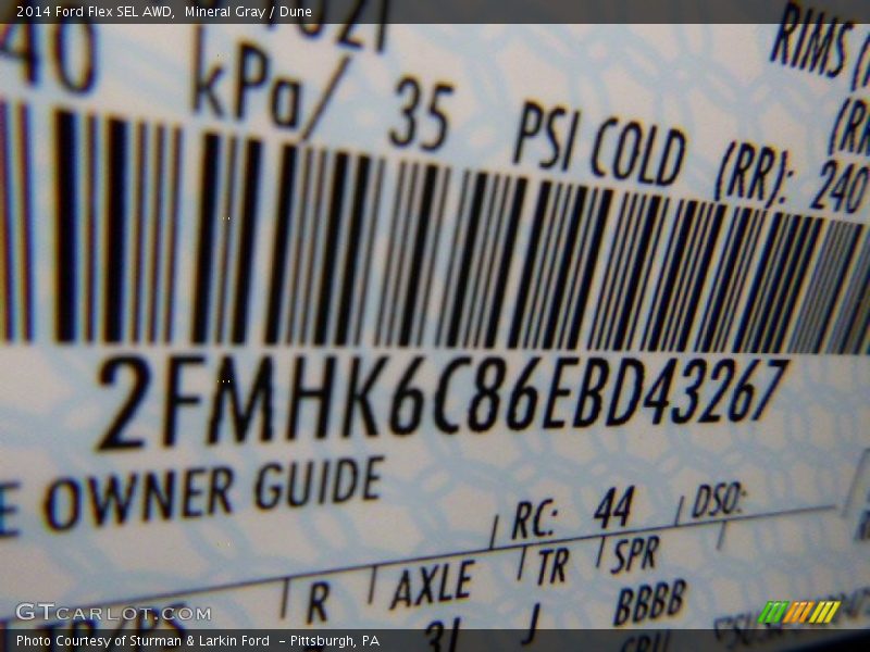 Mineral Gray / Dune 2014 Ford Flex SEL AWD