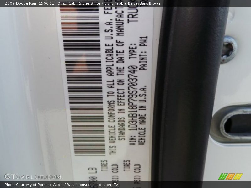 Stone White / Light Pebble Beige/Bark Brown 2009 Dodge Ram 1500 SLT Quad Cab