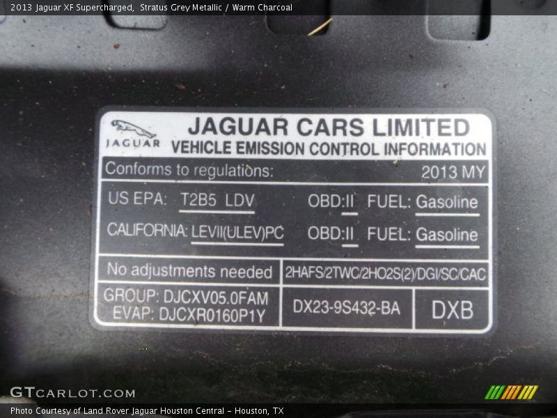 Stratus Grey Metallic / Warm Charcoal 2013 Jaguar XF Supercharged