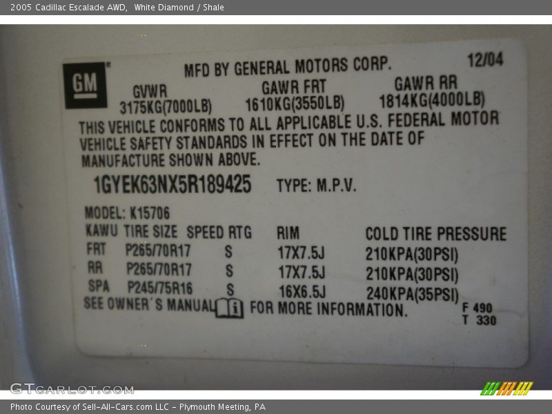 White Diamond / Shale 2005 Cadillac Escalade AWD
