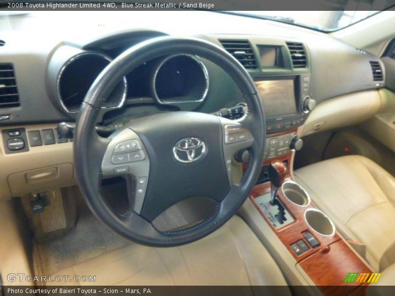 Blue Streak Metallic / Sand Beige 2008 Toyota Highlander Limited 4WD