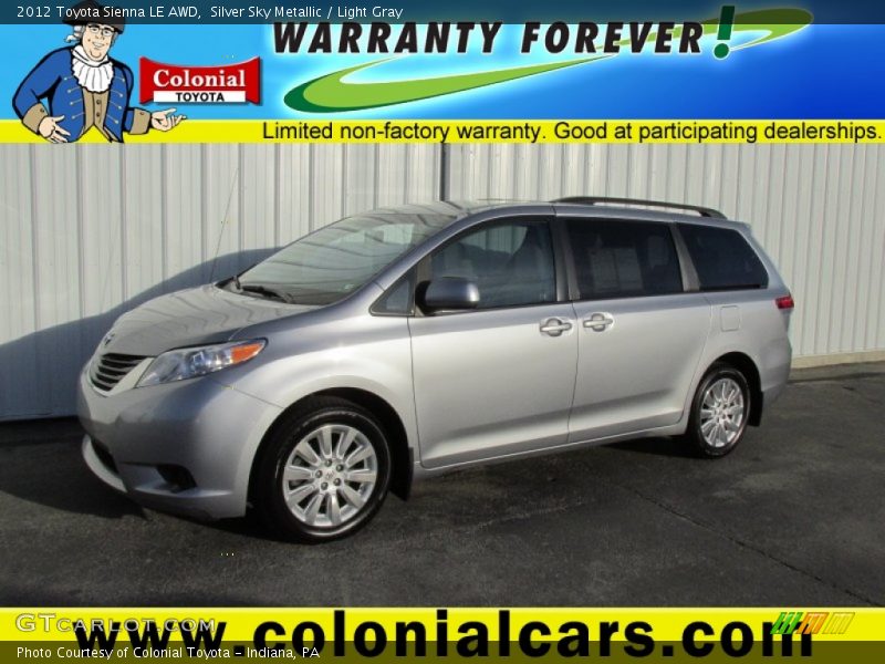 Silver Sky Metallic / Light Gray 2012 Toyota Sienna LE AWD