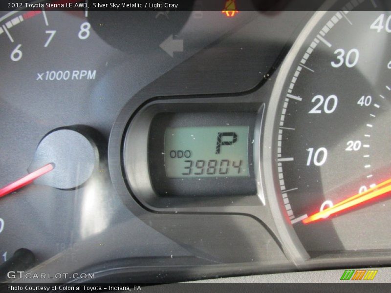 Silver Sky Metallic / Light Gray 2012 Toyota Sienna LE AWD
