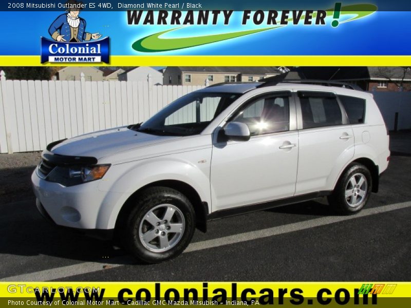 Diamond White Pearl / Black 2008 Mitsubishi Outlander ES 4WD