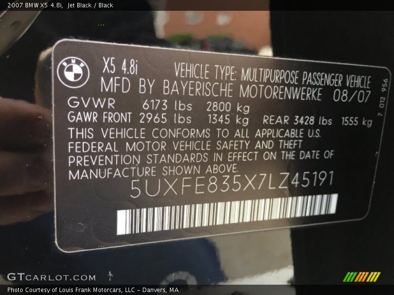 Jet Black / Black 2007 BMW X5 4.8i