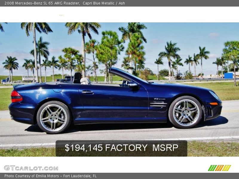 Capri Blue Metallic / Ash 2008 Mercedes-Benz SL 65 AMG Roadster