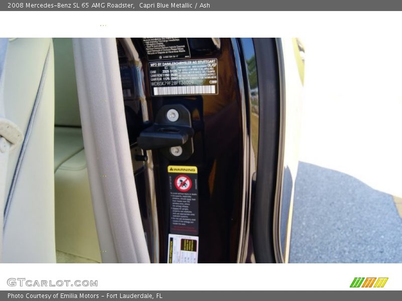 Capri Blue Metallic / Ash 2008 Mercedes-Benz SL 65 AMG Roadster