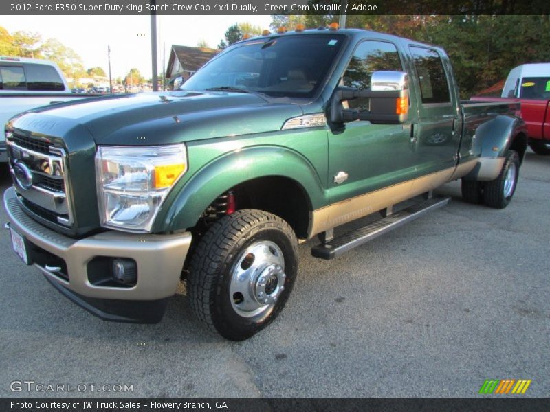 Green Gem Metallic / Adobe 2012 Ford F350 Super Duty King Ranch Crew Cab 4x4 Dually