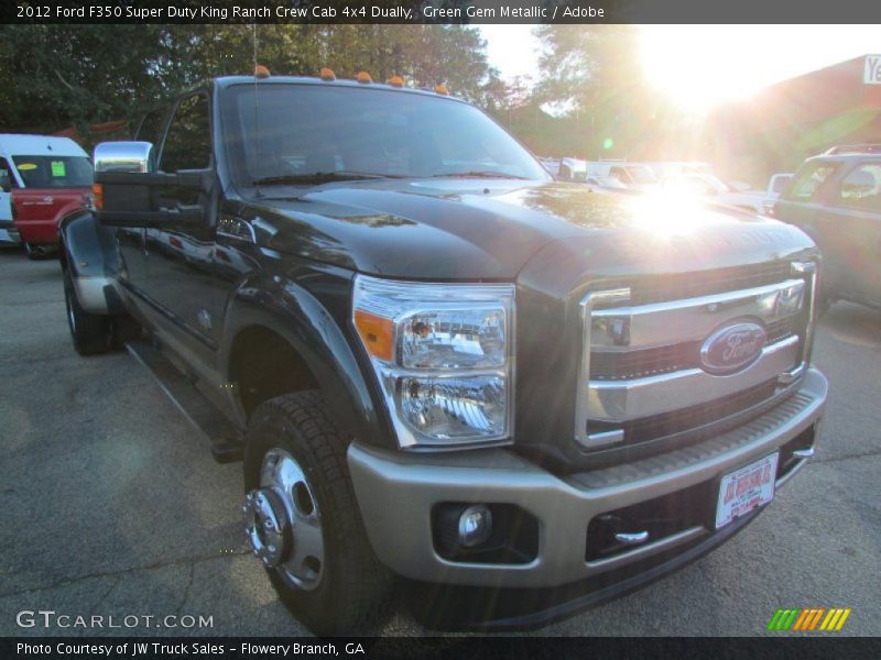 Green Gem Metallic / Adobe 2012 Ford F350 Super Duty King Ranch Crew Cab 4x4 Dually